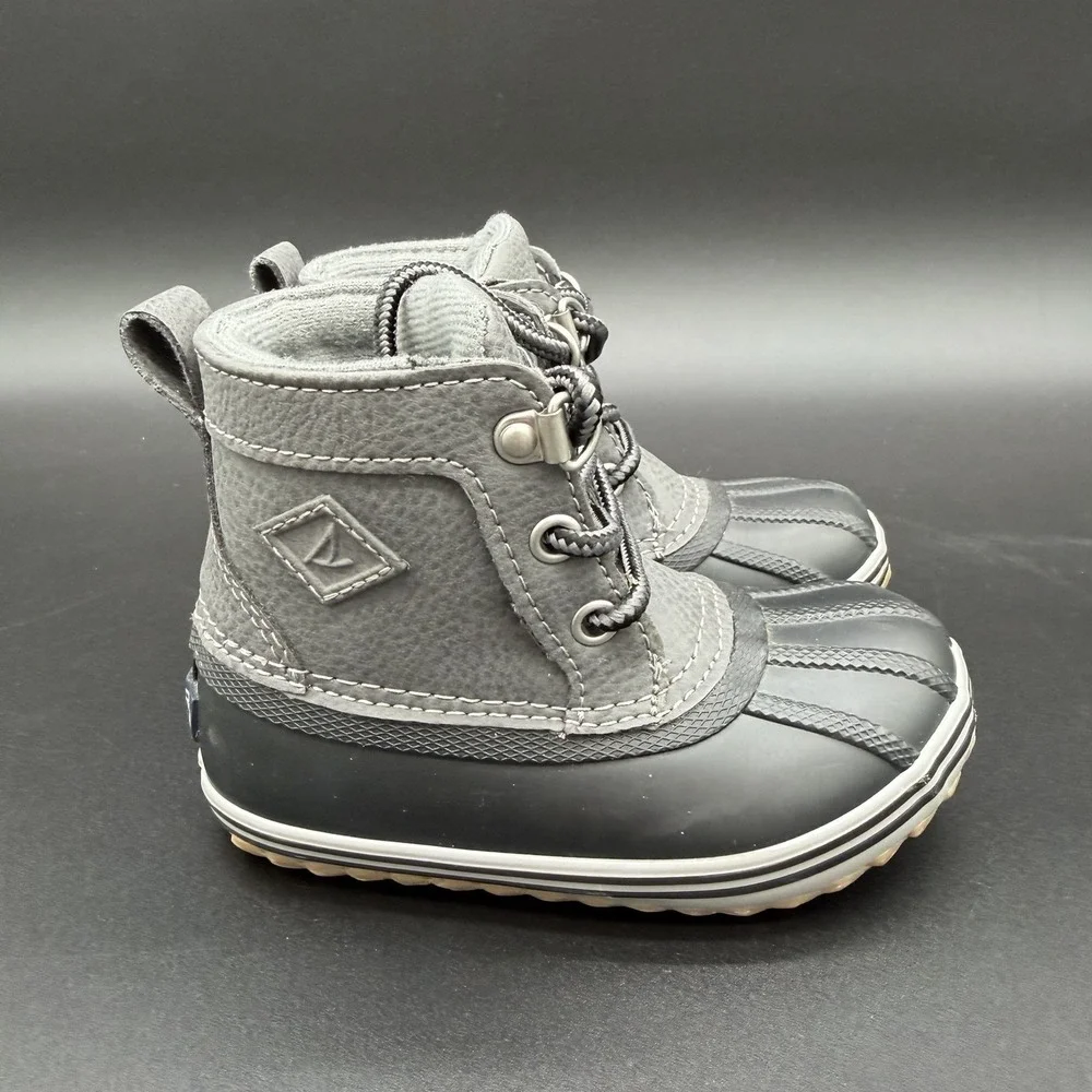 Sperry Kids Bowline Boot Boys Size 6M Black Grey Lace Up 61911